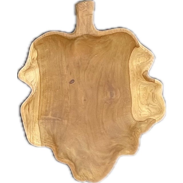 Wood Vintage Hand-Carved Solid Teak Leaf Serving Boards – Set of 5 For Sale - Image 7 of 11