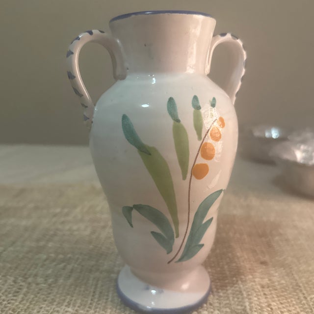 1970s Italian Pottery Vase Glazed Flower Motif Hand Painted For Sale In New Orleans - Image 6 of 9