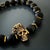Onyx Stone King Skull Men's Beaded Bracelet For Sale - Image 4 of 9
