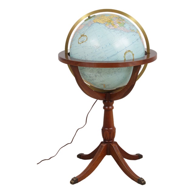 Replogle Large Lighted Globe on Cherry Stand For Sale