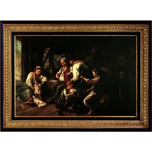 Rustic Figures, 1950s, Large Oil on Canvas For Sale - Image 10 of 10