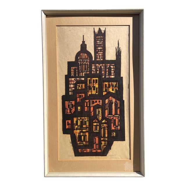 Akke Sins, Cityscape, Lithograph, 1960s For Sale
