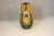 Victorian Antique Handcrafted Bohemian Art Glass Green Glass & Gold Gilt Vase With Enamel Flowers For Sale - Image 3 of 11