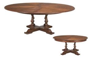 64-84 Round Large Solid Walnut Dining Table on Country Turned Legs. Distressed Reclaimed Wood Style Finish