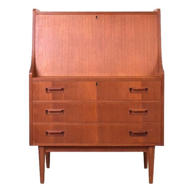 Mid-Century Modern Danish Teak Secretaire by Gunnar Nielsen for Tibergaard, 1960s For Sale