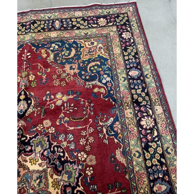 1950s, Handmade Vintage Persian Mashad Rug 6.5' X 9.9' For Sale - Image 4 of 7
