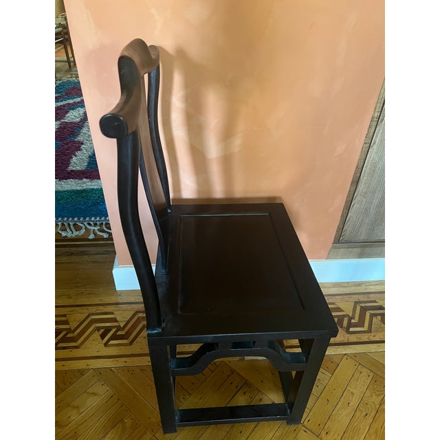 Mid-Century Modern 1960s Chinese Yokeback Carved Dining Chairs For Sale - Image 3 of 5