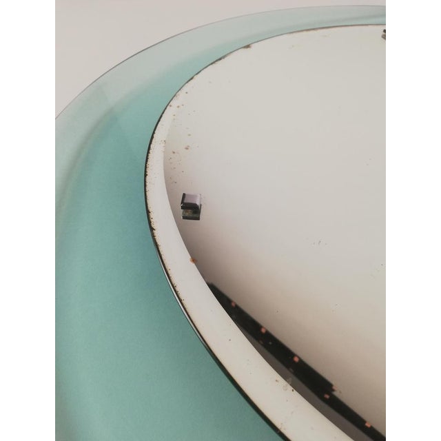 Turquoise Mid-Century Rounded Mirror in Turquoise Glass attributed to Veca, Italy, 1970s For Sale - Image 8 of 17