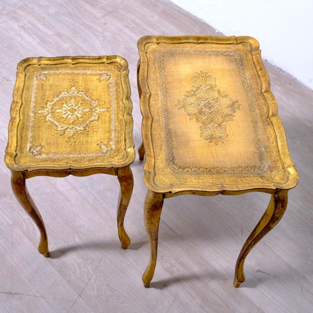 Neo-Classical Florentine Nesting Tables, Italy, 1960s, Set of 2 For Sale - Image 3 of 17