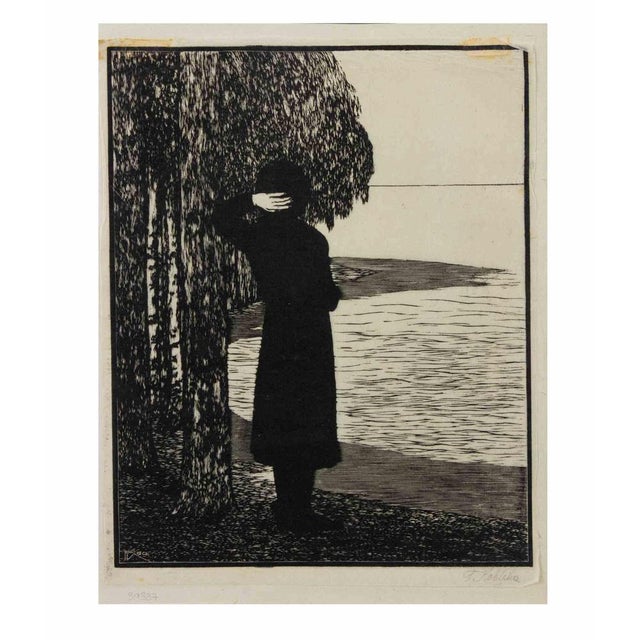 Woodcut print on vélin, realized by Kobliha in 1909. Image dimensions: 28.5x23 cm. Monogrammed and dated in the plate...