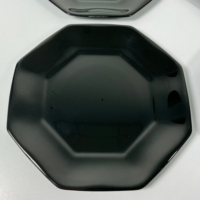 Arcore Ceramica 1980s Post Modern French Arcore Black Glass Octagonal Salad Plates - Set of 4. For Sale - Image 4 of 11