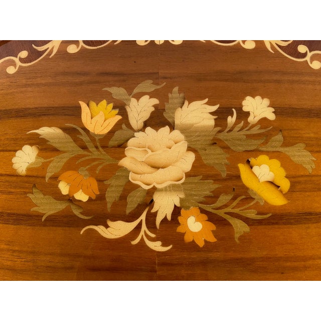 Wood 1950-60s Italian Oval Marquetry Gallery Serving Tray For Sale - Image 7 of 12