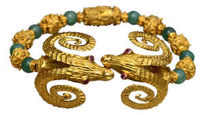 1950s The Angelica: Zolotas Signed Bracelet Features Two Kissing Ram Heads