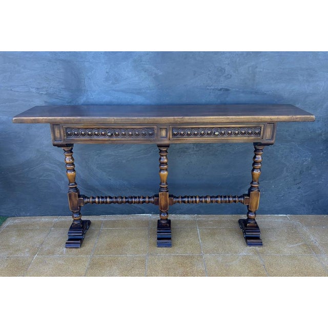 Spanish Carved Wood Console Table by Valenti, 1920s For Sale - Image 6 of 15