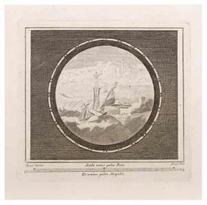 Luigi Aloja, Little Landscape with Figures, Etching, 18th Century
