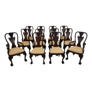 Set of 12 Bevan Funnel Georgian Mahogany Dining Room Chairs For Sale