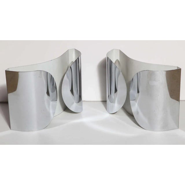 1960s 1960s Tobia Scarpa Reflective Nickel Plate "Foglio" Wall Sconces - a Pair For Sale - Image 5 of 11