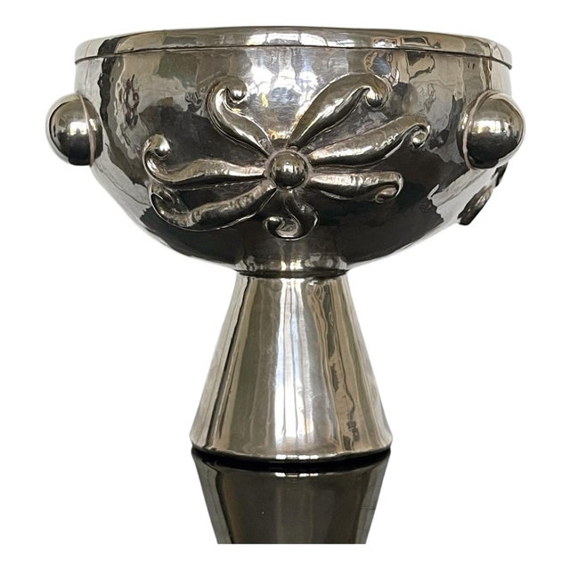 1960s Sculptural Silver Center Bowl with Relief Surface Graziella Laffi For Sale