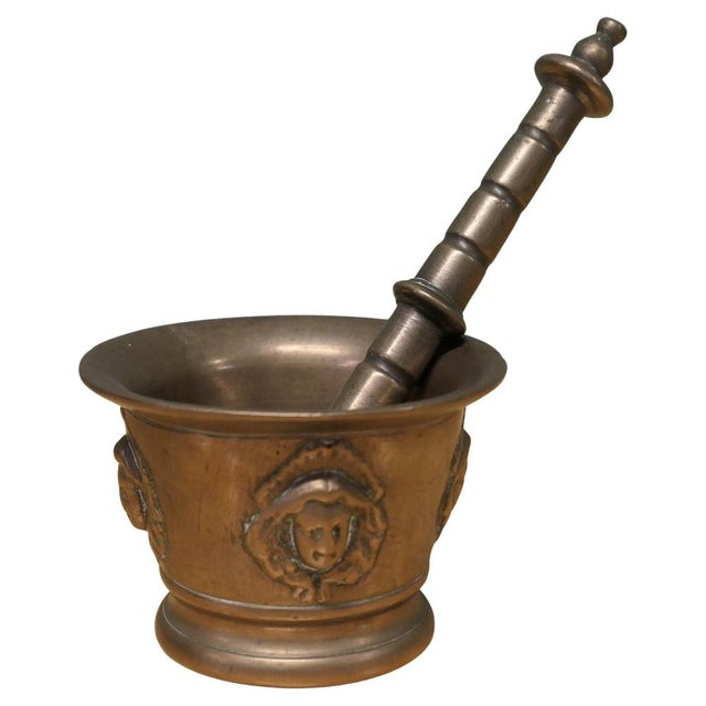 Metal Bronze Gothic Pestle and Mortar, Set of 2 For Sale - Image 7 of 7