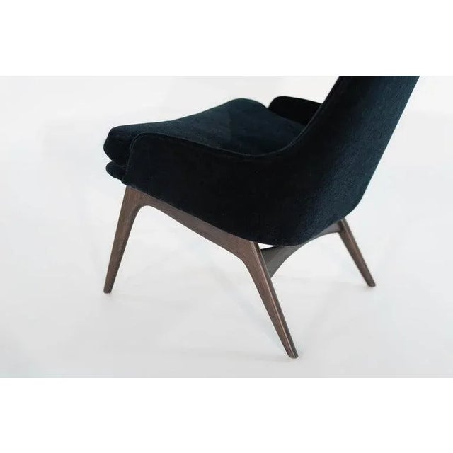 Textile Set of Slipper Chairs by Adrian Pearsall in Navy Mohair, 1950s For Sale - Image 7 of 12