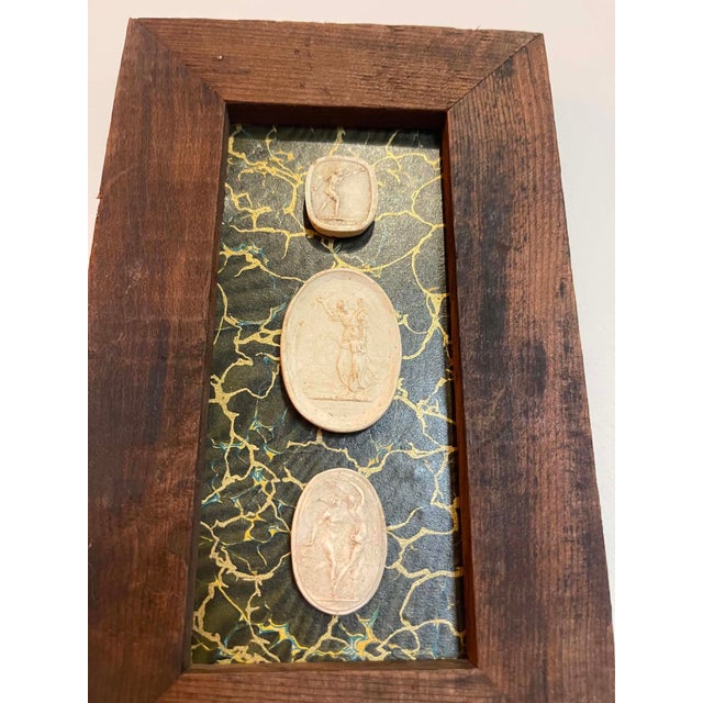 Late 19th Century Italian Plaster Intaglios in 1880s Pine Frame For Sale - Image 5 of 5
