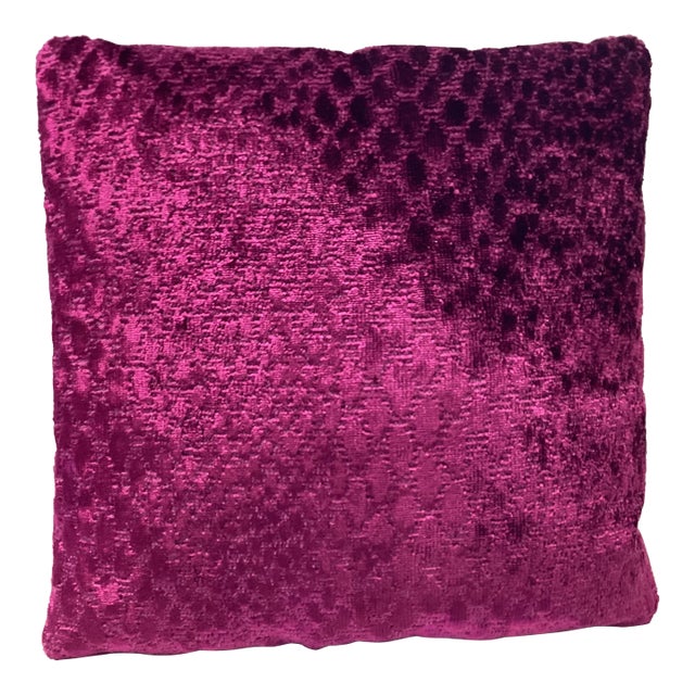 Designers Guild Chenille Fuschia Fabric 12 1/2” Square Pillow ($235 Wholesale) For Sale