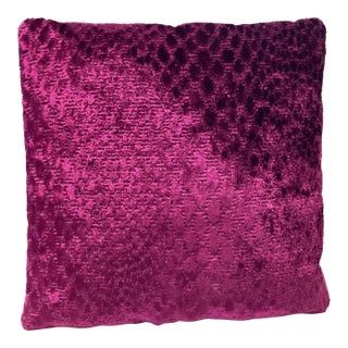 New Custom Handmade Designers Guild Chenille Fuschia Fabric 12 1/2” Square Pillow ($235 Wholesale) For Sale