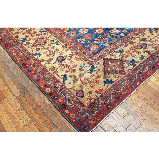 1890s Blue Navy Floral Traditional Antique Persian Ziegler Sultanabad Rug 10'8" X 16' Handknotted Wool Carpet For Sale - Image 4 of 4