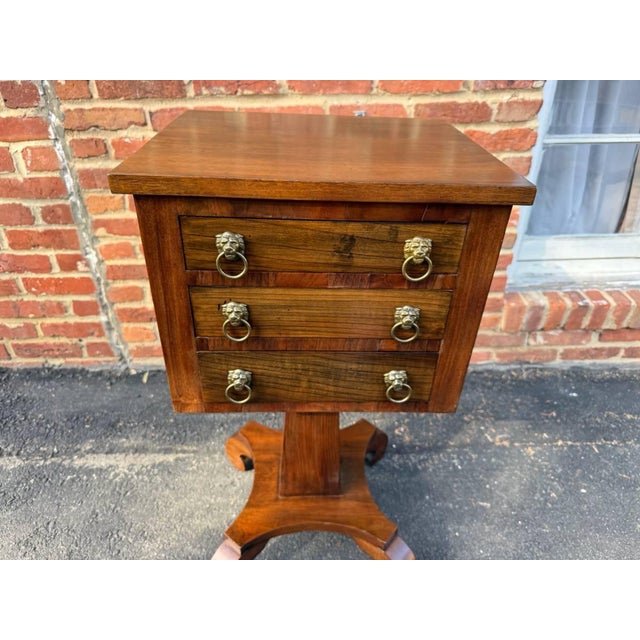 Brown Antique American Classical Carved Mahogany Work Table For Sale - Image 8 of 17