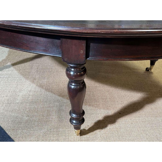 Large English Library Table in Dark Walnut with Leather Top, 1920s For Sale - Image 17 of 18