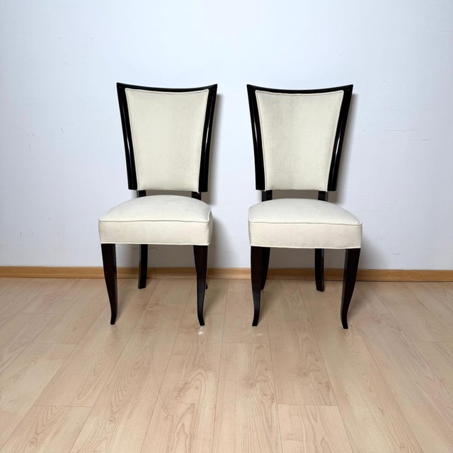 Art Deco Dining Chairs in Lacquer & Alcantara, Paris, 1930, Set of 10 For Sale - Image 10 of 18