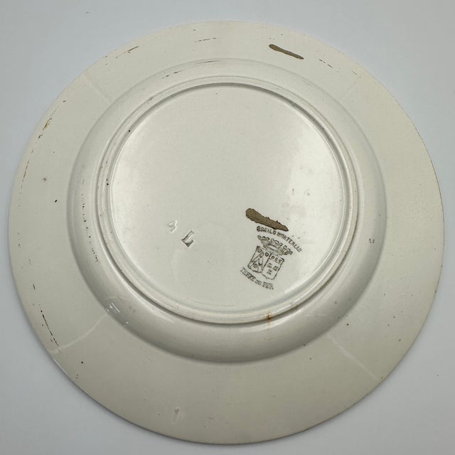 Antique Creil Montereau Terre De Fer Hand Painted Dog Plate France 19th C (2) For Sale - Image 4 of 6