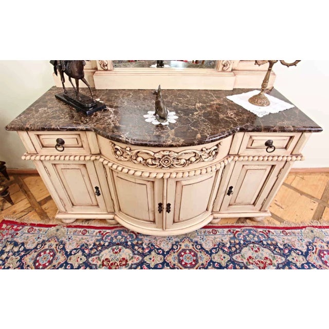 Neo-Baroque Chest of Drawers with Mirror and Marble Top For Sale - Image 4 of 7