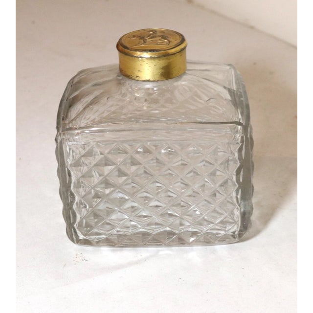 Antique 1800's Victorian Gilt Bronze Crystal Perfume Cologne Scent Glass Bottle For Sale - Image 4 of 12