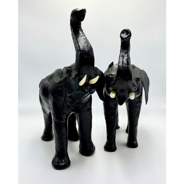 Vintage Leather Elephant Sculpture Figure, 1960s, Set of 2 For Sale - Image 4 of 16