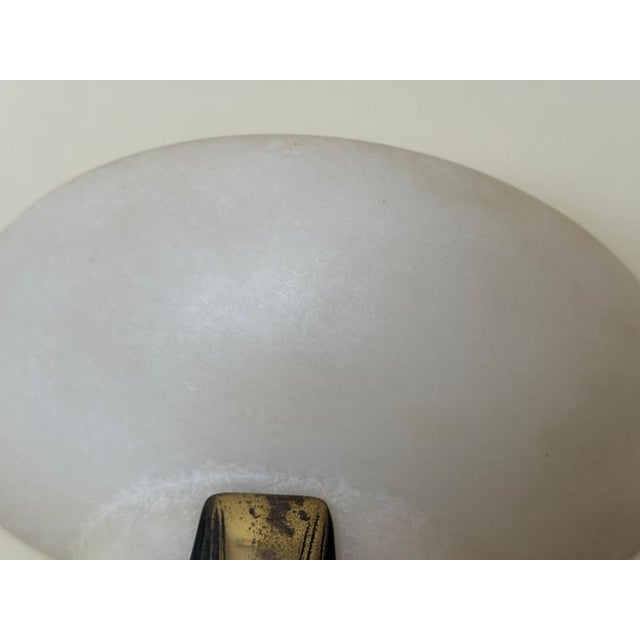 Gold Art Deco Style Hand-Carved Alabaster and Brass Wall Sconces, 1980, Set of 2 For Sale - Image 8 of 15