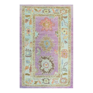 Handwoven Turkish Oushak Area Rug 3'2" X 5'0" For Sale