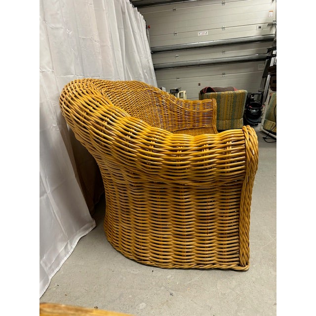 Michael Taylor Vintage Rattan Wicker Sofa For Sale - Image 4 of 11