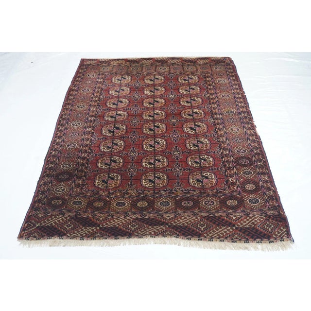 Antique Turkmen Rug 3'8'' x 5'10'' For Sale - Image 10 of 11