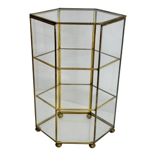 Late 20th Century Glass and Brass Three Tier Display Stand For Sale