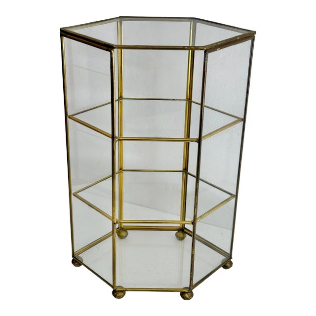 Late 20th Century Glass and Brass Three Tier Display Stand For Sale