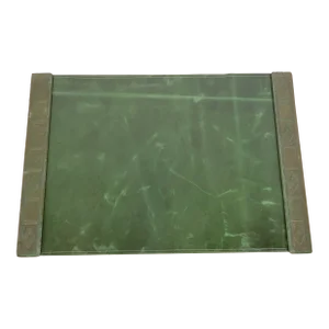 Tiffany Studios New York Graduate Pattern Bronze Blotter Ends With Leather Desk Blotter