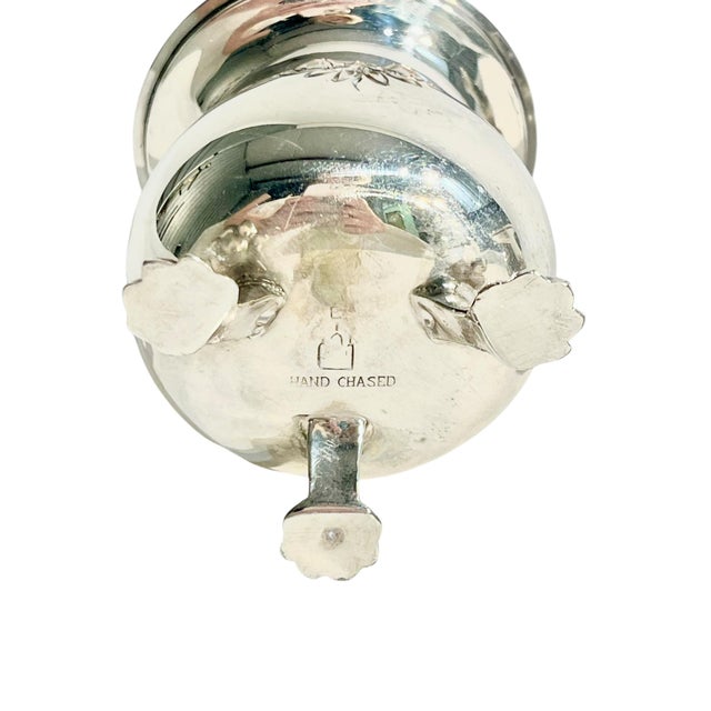 Pair Silver Plate Hand Chased Matchstick Holders For Sale - Image 9 of 12