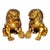 Pair of Large Vintage Gilt Bronze Guardian Lions – Seated Foo Dogs With Brocade Balls For Sale