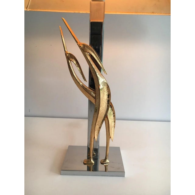 Sculptural Lamp with Birds, Bronze and Chrome, circa 1970 For Sale - Image 6 of 13
