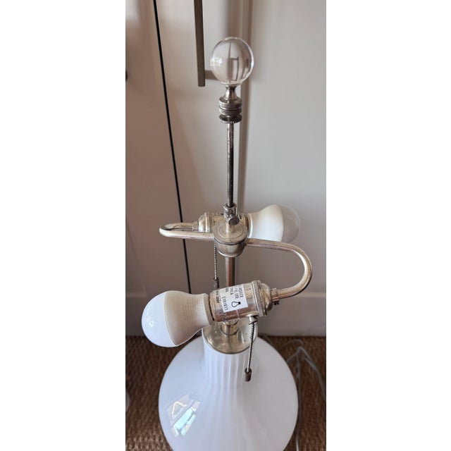 Extra Large Neutral White Mottega Blown Glass Double Socket Lamp For Sale - Image 4 of 7