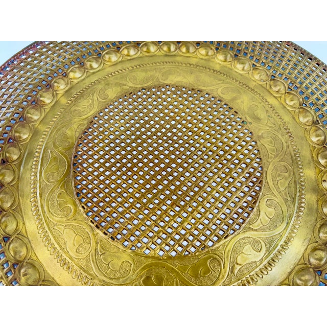 Vintage Large Pierced Brass Decorative Wall Tray For Sale - Image 10 of 11