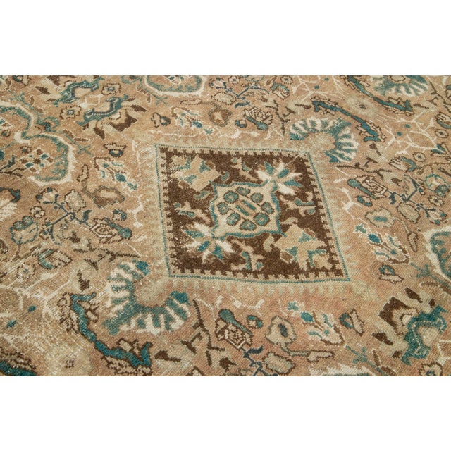 Handmade Vintage Mahal Persian Wool Rug With Floral Pattern in Brown For Sale - Image 9 of 9