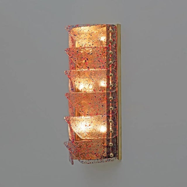 Mid-Century Modern Mid-Century Italian Modern Style Murano Glass and Brass Sconces, 1980, Set of 2 For Sale - Image 3 of 11