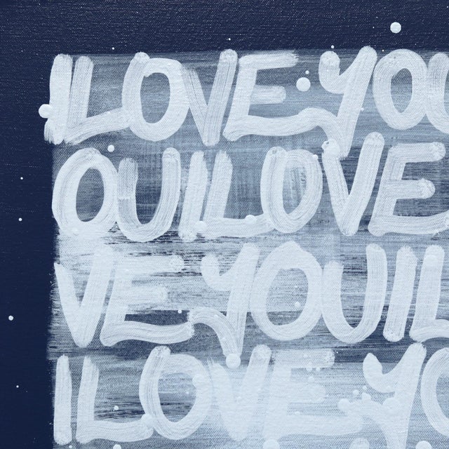 Love Has No Fear - Blue Cool Tone Mixed Media Graffiti Inspired Art Original Artwork by Amber Goldhammer For Sale - Image 4 of 9